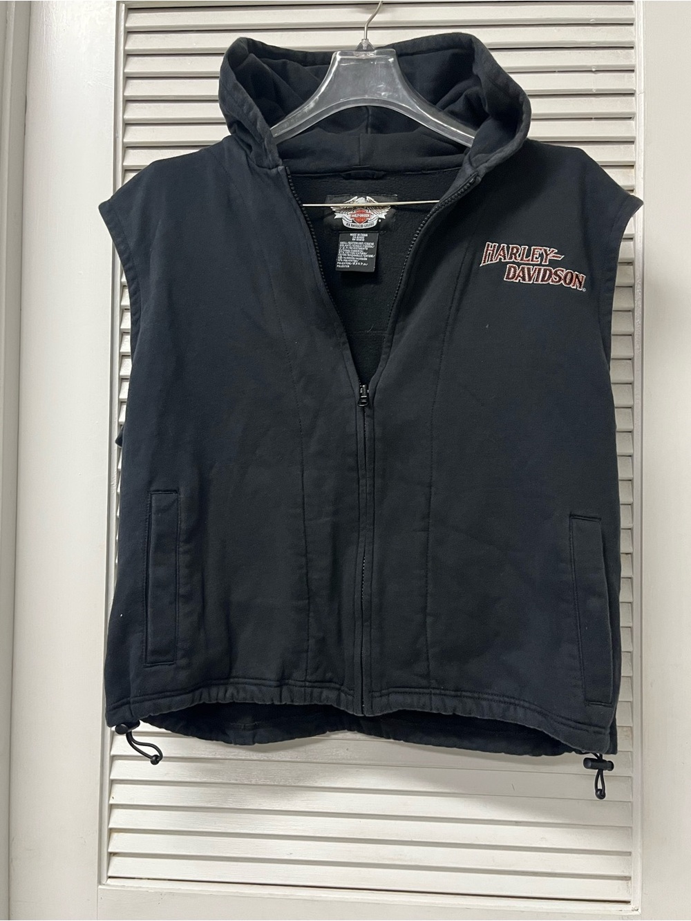 Harley-Davidson Black Hooded Zip Vest✨large